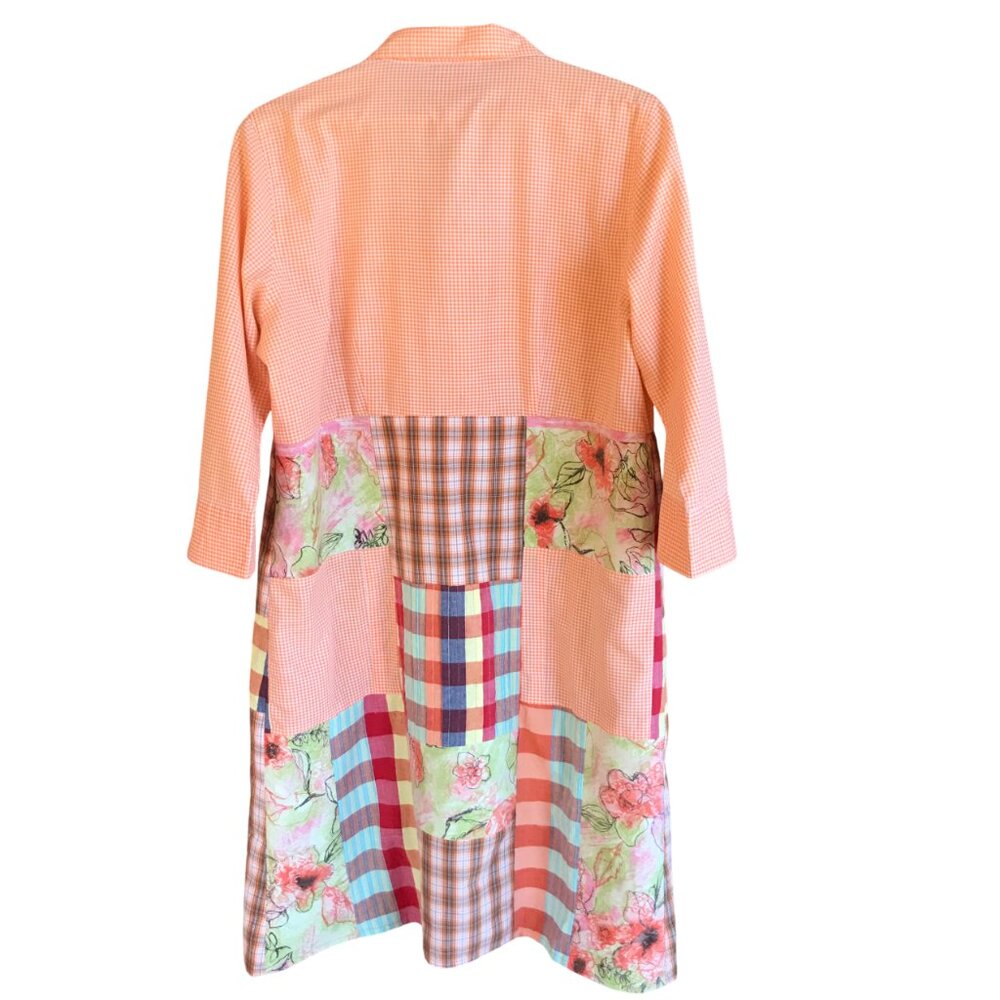 Patchwork Duster, Size L: Upcycled Boho Button-Do… - image 4